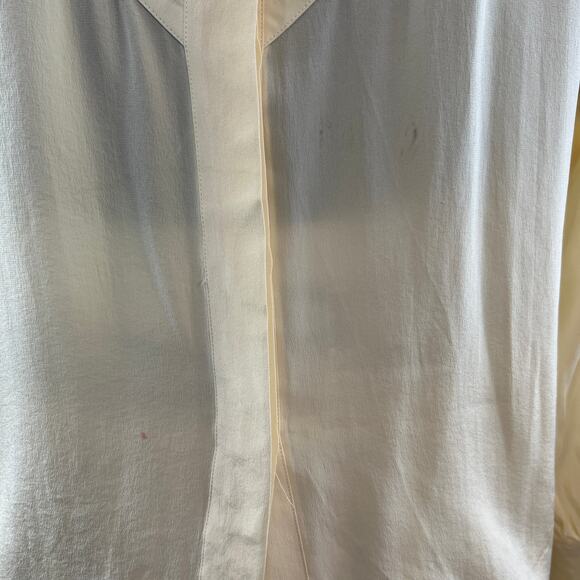 VINTAGE Cedars Beige Top Skirt Silk Floral Embroidered Button-Up Set Size 8 VTG - Picture 16 of 16